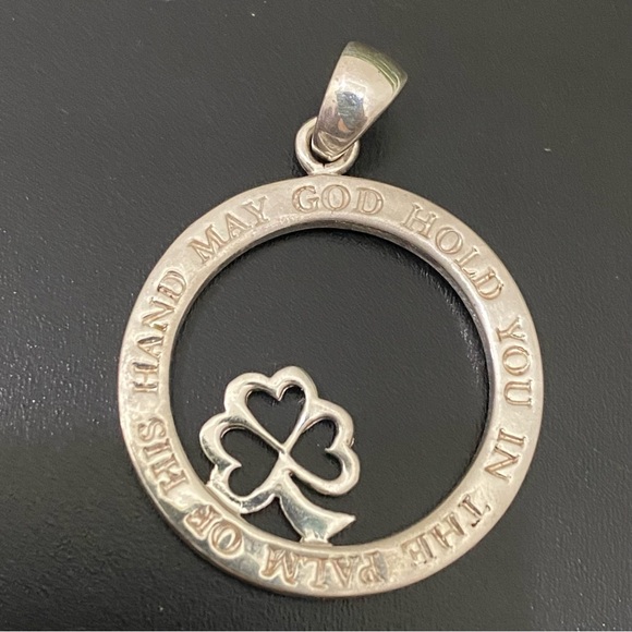 925 LA Sterling Silver Openwork Four Leaf Clover God Inspirational Pendant 5g - Picture 2 of 11